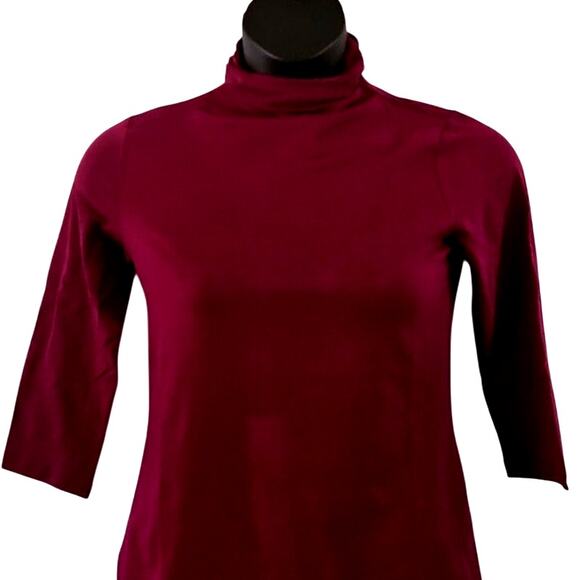 Attitudes by Renée Women’s Mock Neck 3/4 Sleeve Top – Size Small – Berry Purple - Picture 3 of 6